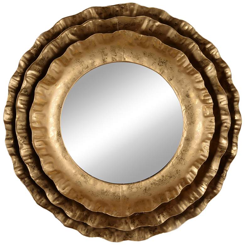 Image 1 Ashlyn Warm Gold Metal 16" Round Wall Mirror