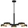 Ashor 34"W Matte Black and Warm Brass 5-Light LED Pendant