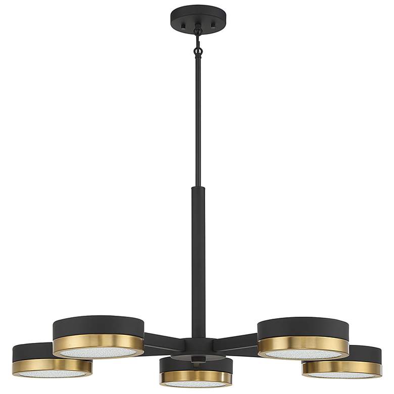 Image 4 Ashor 34"W Matte Black and Warm Brass 5-Light LED Pendant more views