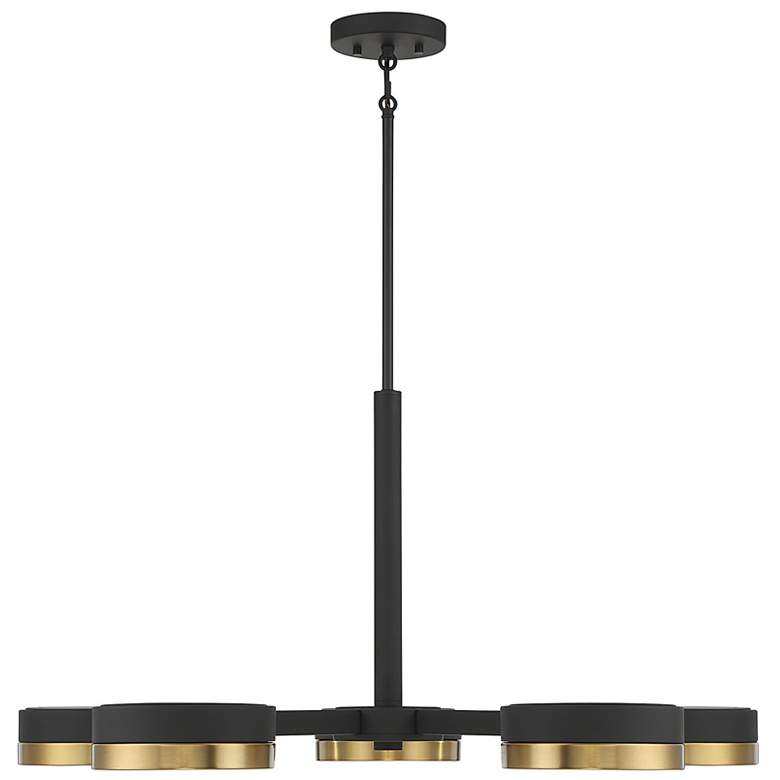 Image 5 Ashor 34"W Matte Black and Warm Brass 5-Light LED Pendant more views
