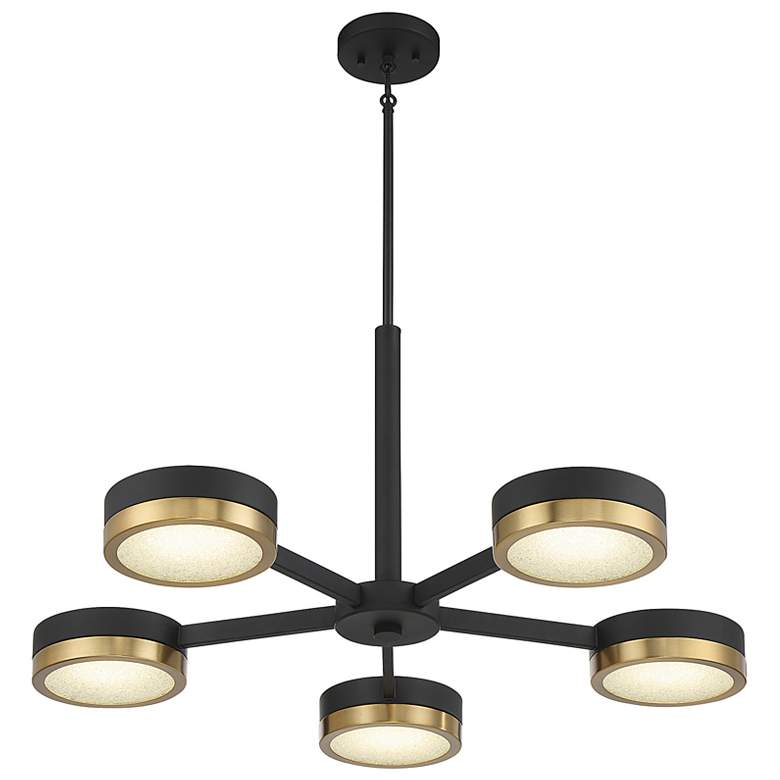 Image 6 Ashor 34"W Matte Black and Warm Brass 5-Light LED Pendant more views