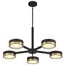 6_Ashor 34"W Matte Black and Warm Brass 5-Light LED Pendant more views