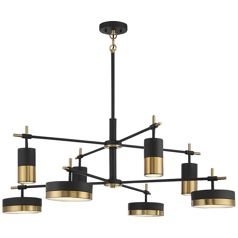 Image 2 Ashor 42" Wide Matte Black Warm Brass 8-Light LED Chandelier