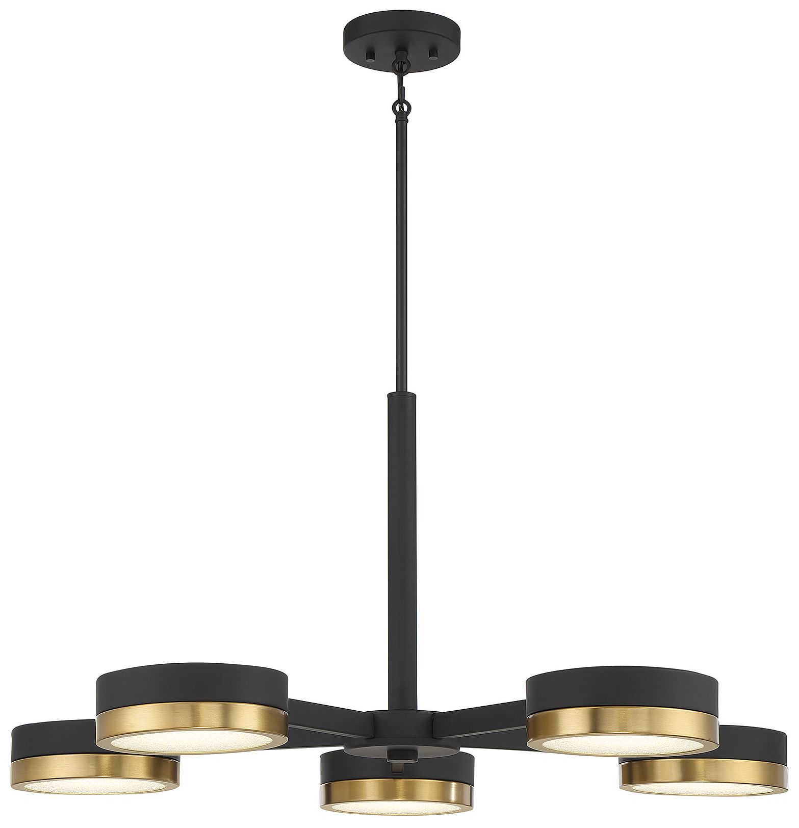 Image 2 Ashor 5-Light LED Chandelier in Matte Black with Warm Brass Accents