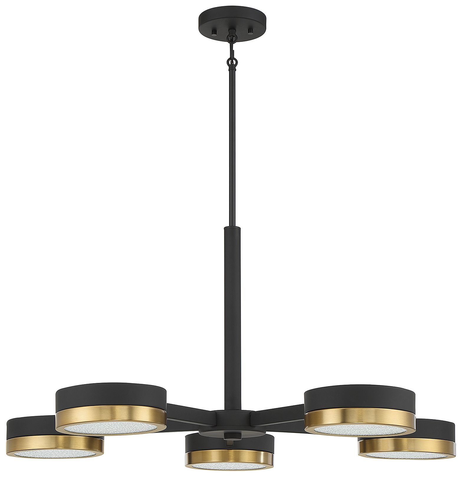 Image 4 Ashor 5-Light LED Chandelier in Matte Black with Warm Brass Accents more views