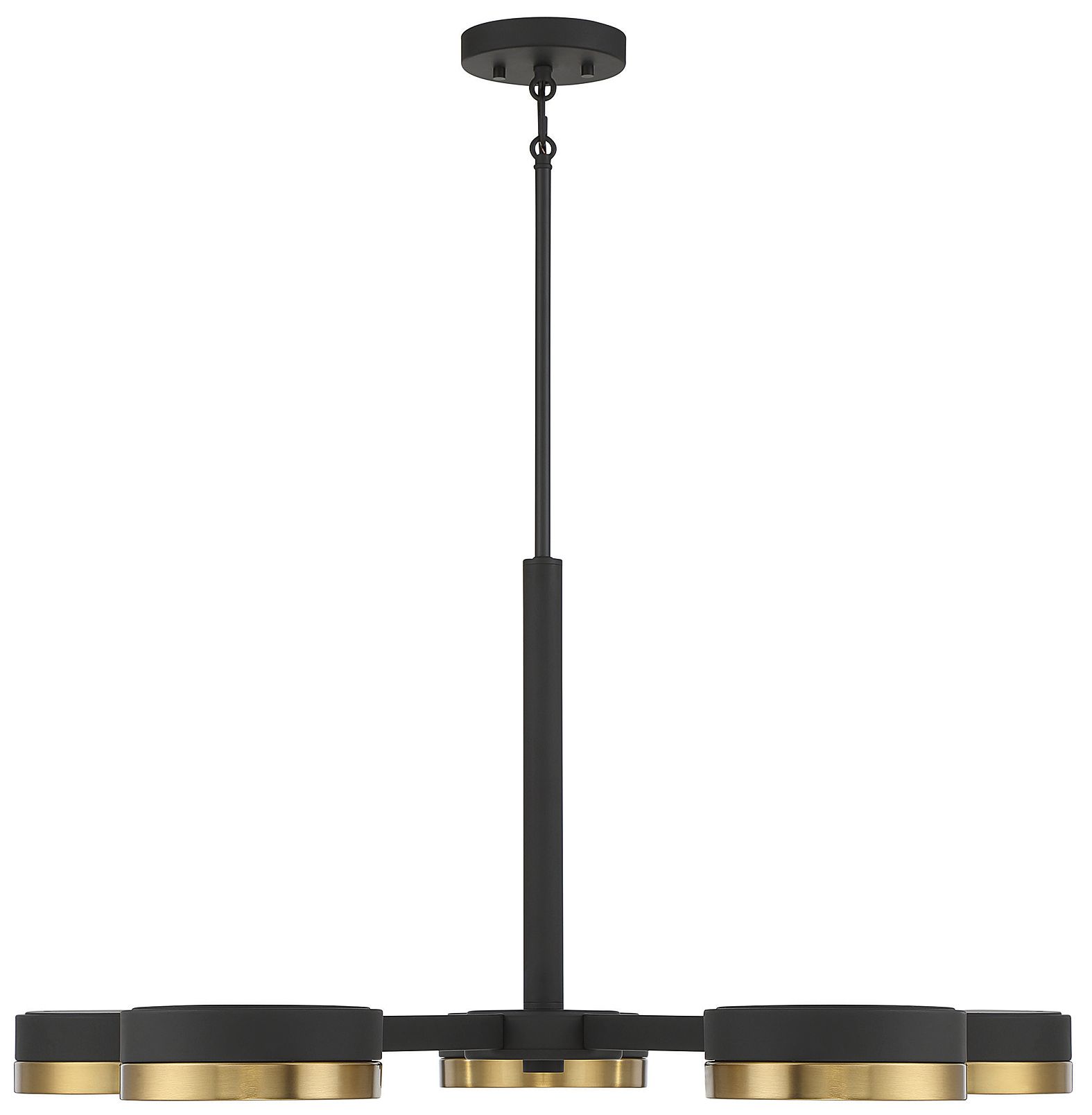 Image 5 Ashor 5-Light LED Chandelier in Matte Black with Warm Brass Accents more views