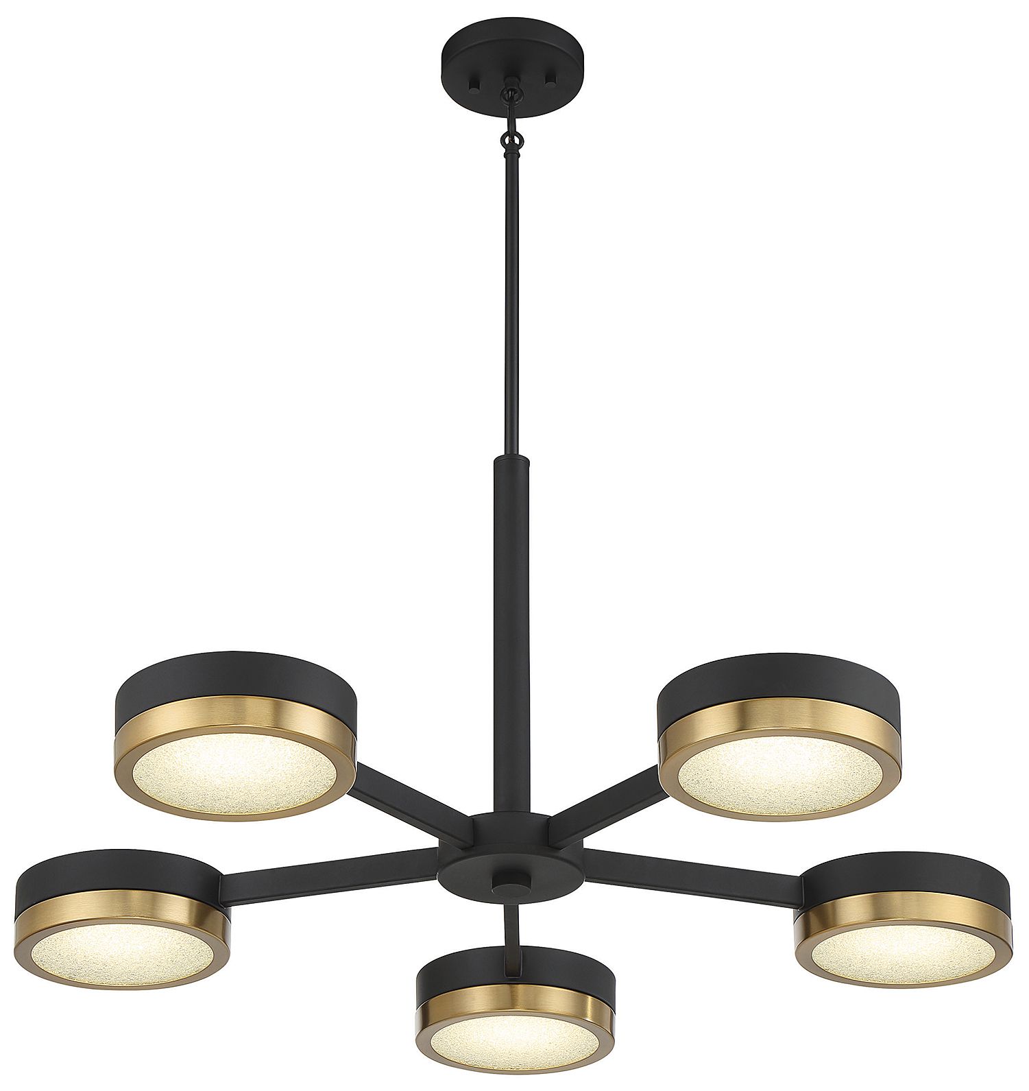 Image 6 Ashor 5-Light LED Chandelier in Matte Black with Warm Brass Accents more views