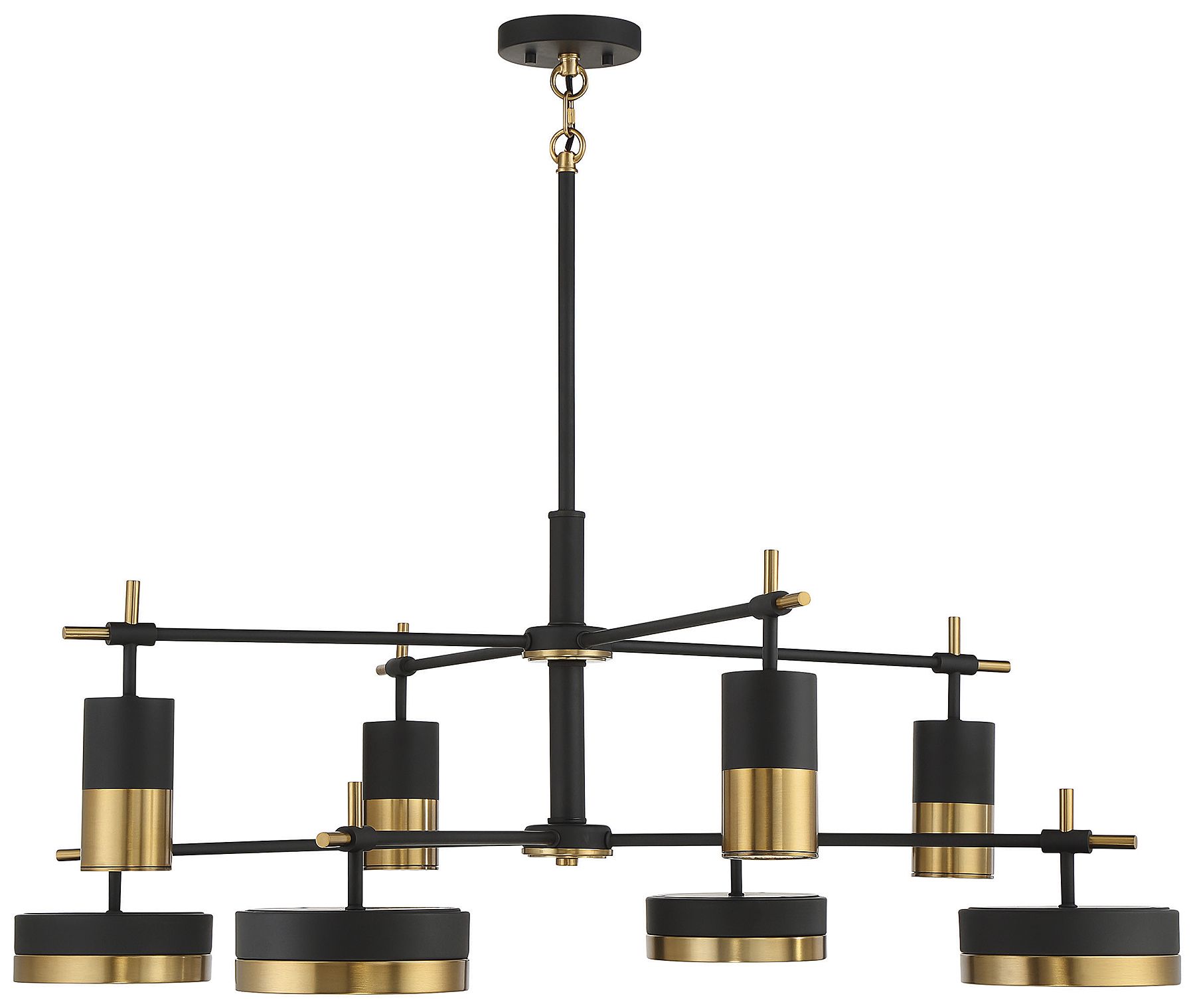 Image 4 Ashor 8-Light LED Chandelier in Matte Black with Warm Brass Accents more views