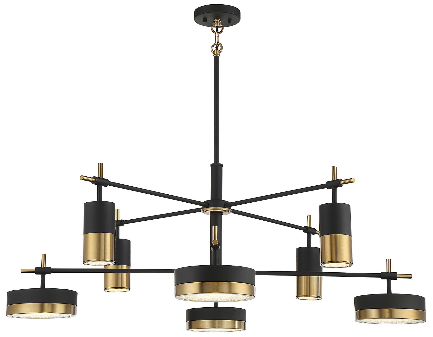 Image 5 Ashor 8-Light LED Chandelier in Matte Black with Warm Brass Accents more views
