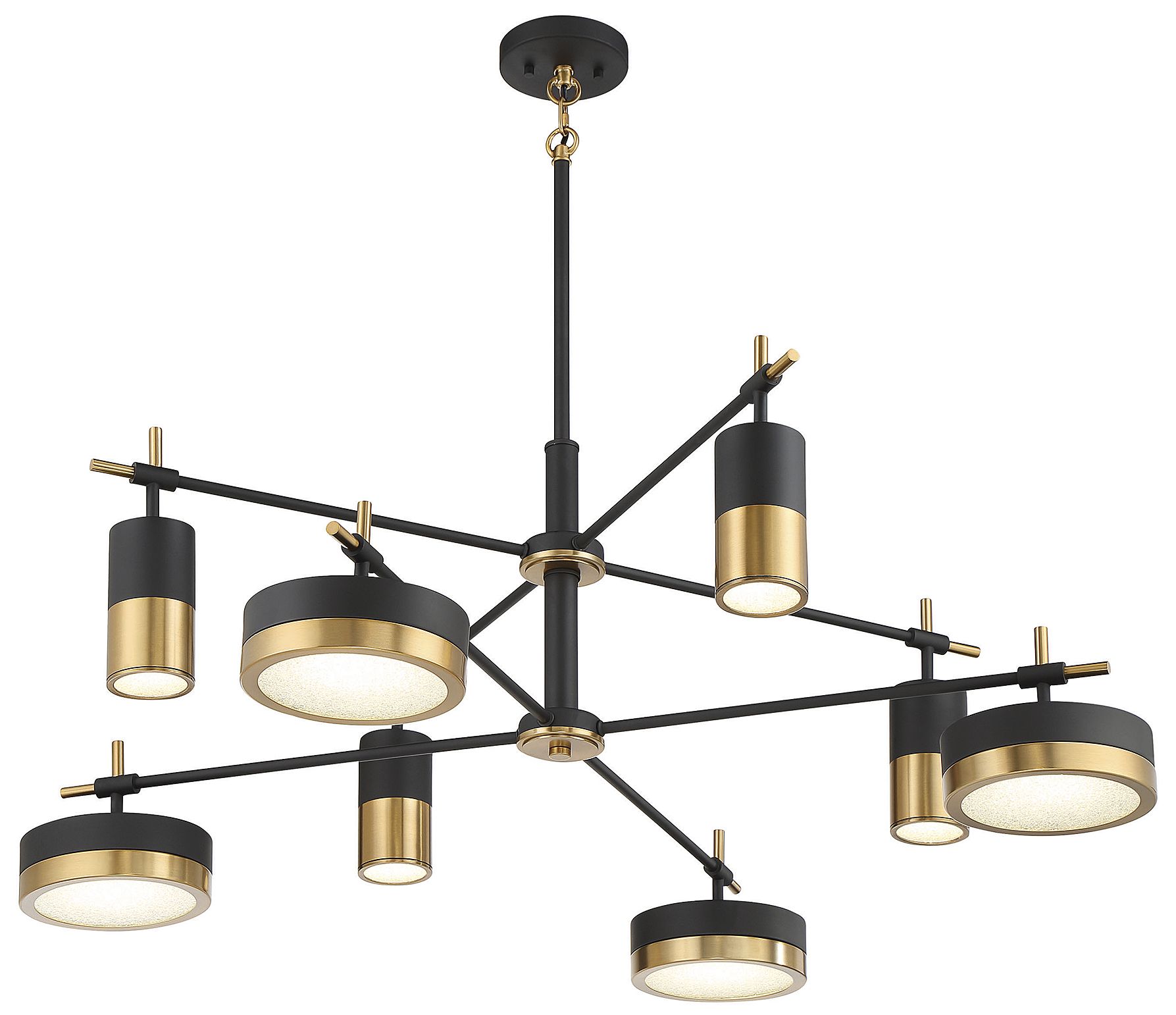 Image 6 Ashor 8-Light LED Chandelier in Matte Black with Warm Brass Accents more views