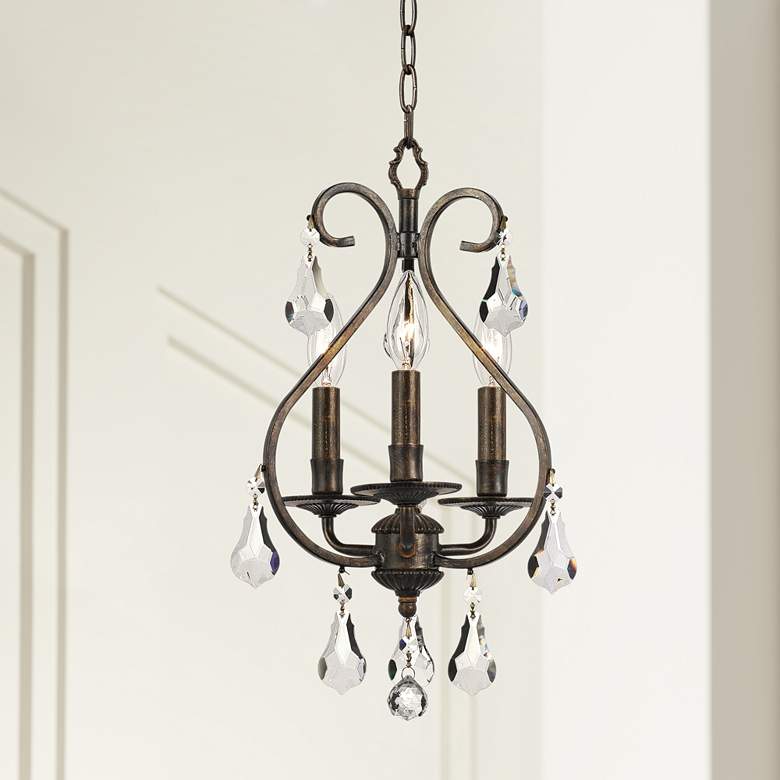 Image 1 Ashton 10" Wide English Bronze 3-Light Mini Chandelier