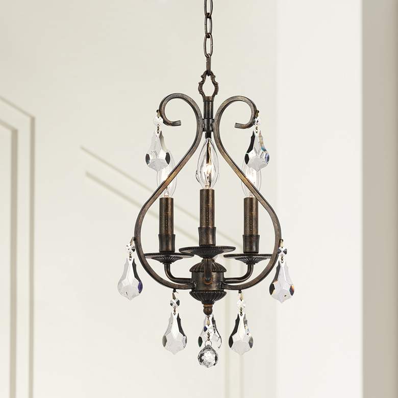 Image 1 Ashton 10 inch Wide English Bronze 3-Light Mini Chandelier