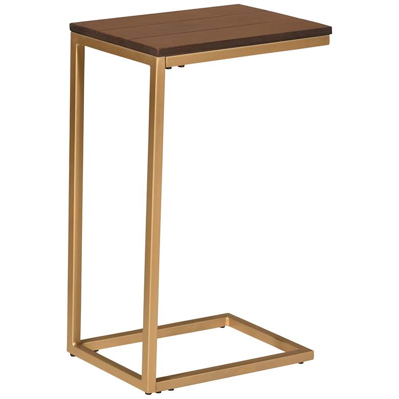 Image 2 Ashton 16" Wide Elm Top and Gold Frame Computer Tray Table