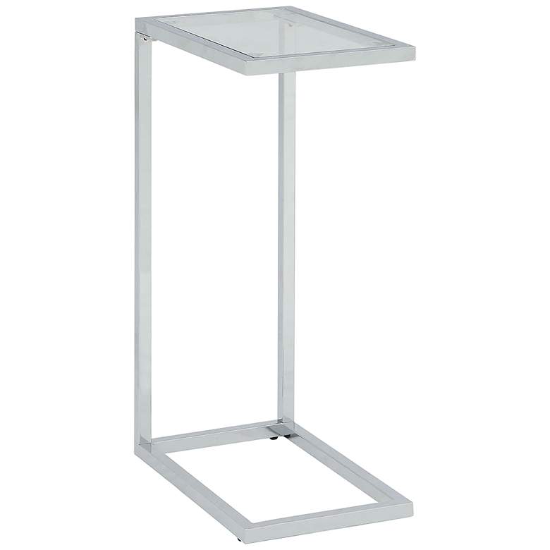 Image 2 Ashton 16 inch Wide Glass Top and Chrome Modern Computer Tray Table