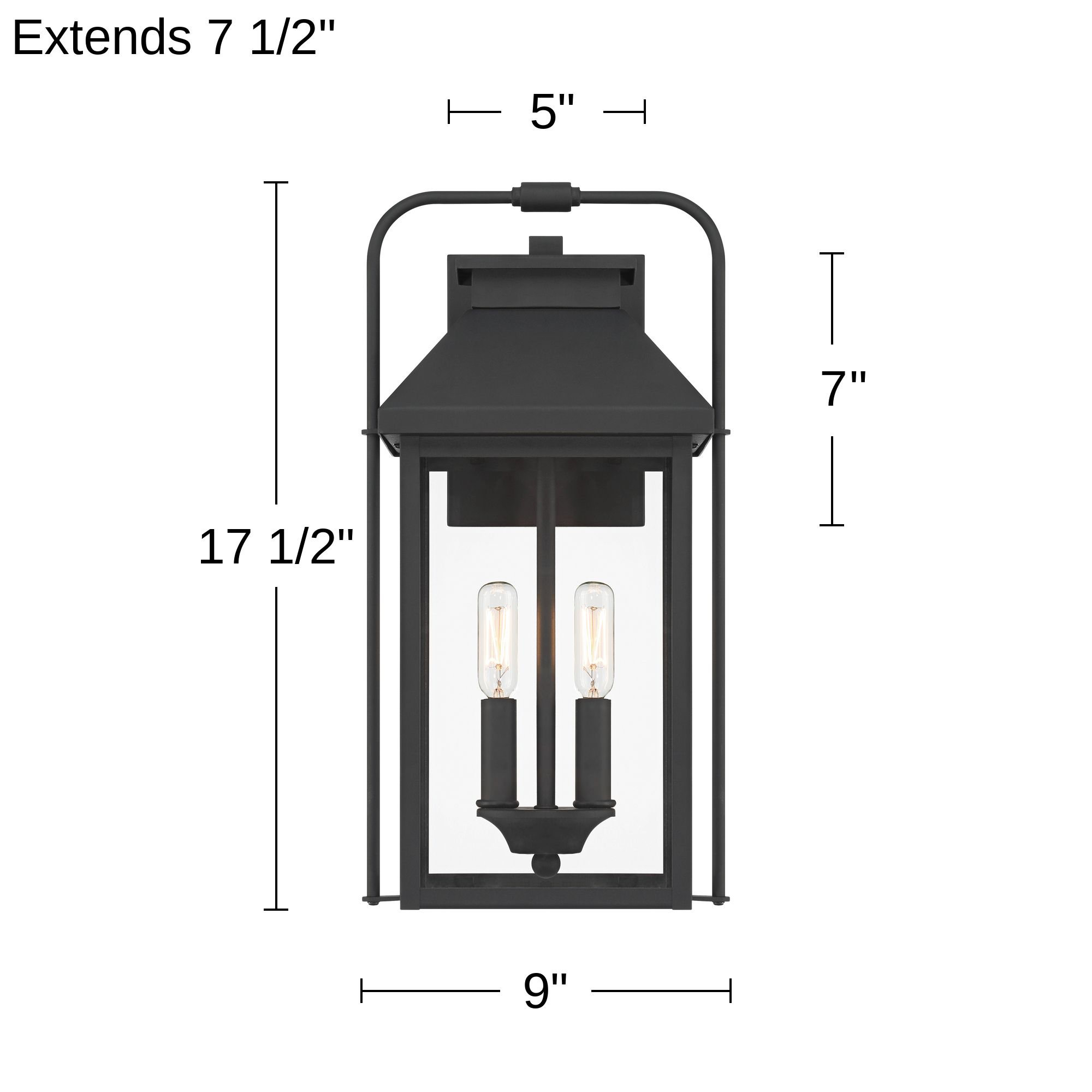 Ashton 17 1/2" High Textured Black Iron 2-Light Outdoor Wall Light