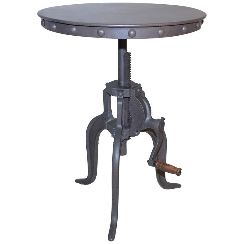 Image 2 Ashton 18"W Industrial Iron Adjustable Crank Accent Table