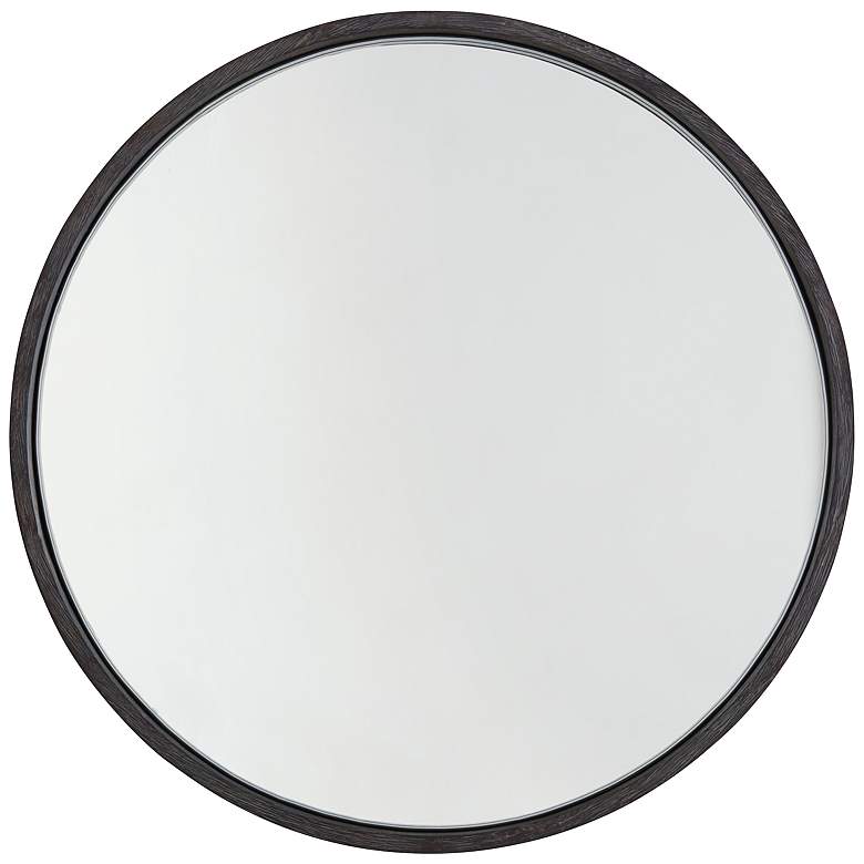 Image 1 Ashton Carbon Gray w/ Iron Silk Trim 31 inch Round Wall Mirror