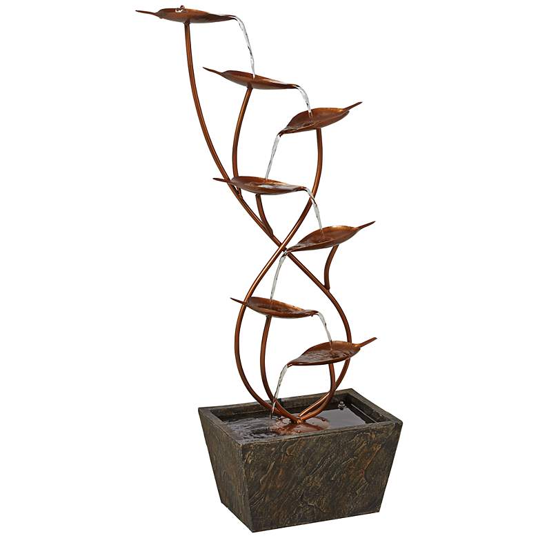Image 2 Ashton Curved Leaves 41" High Copper Finish Floor Fountain