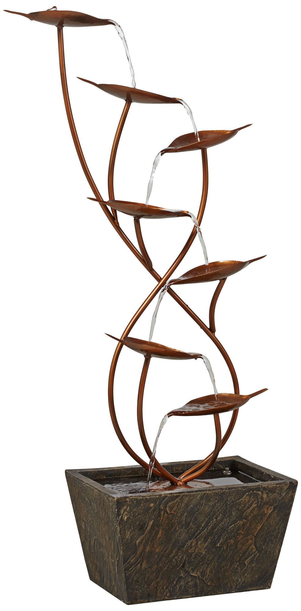 Image 5 Ashton Curved Leaves 41" High Copper Finish Floor Fountain more views