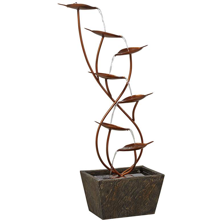 Image 5 Ashton Curved Leaves 41" High Copper Finish Floor Fountain more views