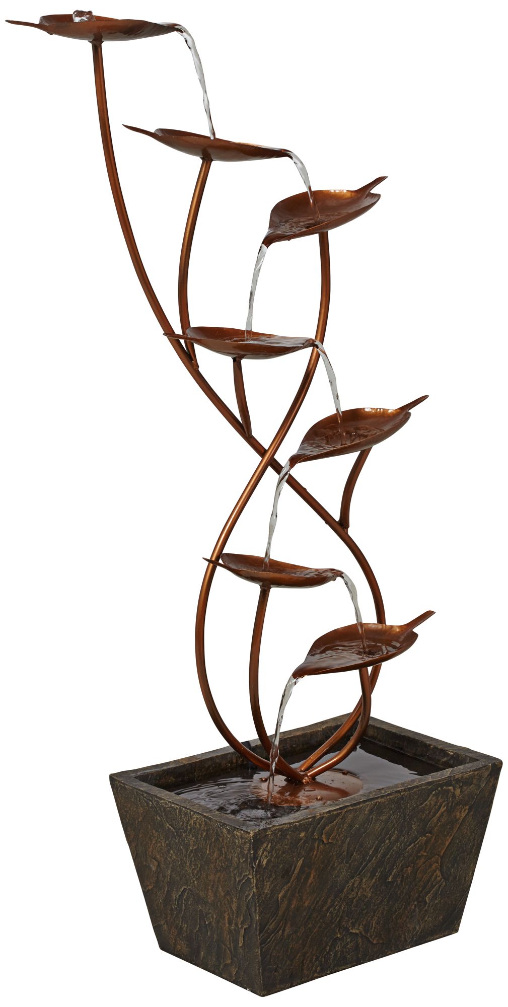 Image 6 Ashton Curved Leaves 41" High Copper Finish Floor Fountain more views