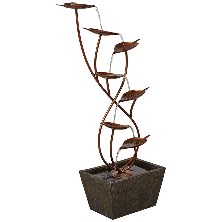 Image 6 Ashton Curved Leaves 41" High Copper Finish Floor Fountain more views