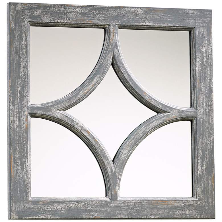 Image 1 Ashton Distressed Gray Wood 16 3/4 inch Square Wall Mirror