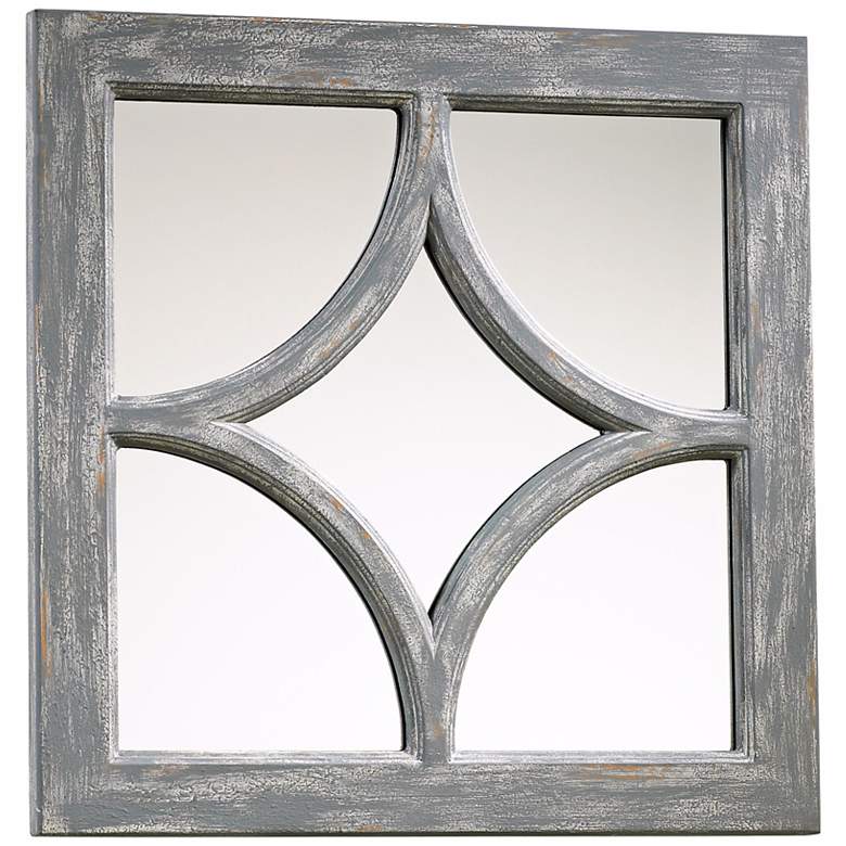 Image 1 Ashton Distressed Gray Wood 16 3/4" Square Wall Mirror