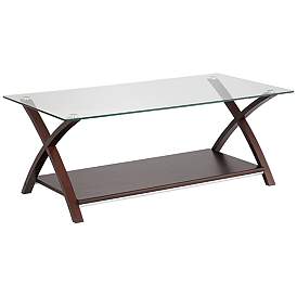 Image2 of Ashton Espresso Wood and Glass Top Coffee Table