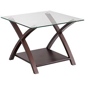 Image2 of Ashton Espresso Wood and Glass Top End Table