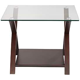Image5 of Ashton Espresso Wood and Glass Top End Table more views
