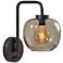 Ashton Matte Black and Smoked Glass Plug-In Wall Lamp