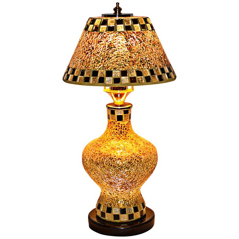Image 1 Ashville Hand-Crafted Amber Glass Table Lamp