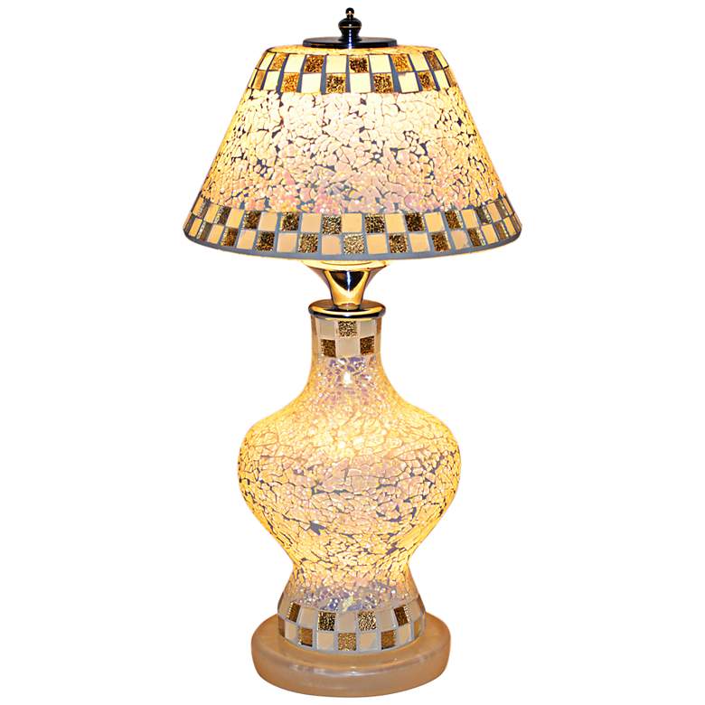 Image 1 Ashville Hand-Crafted Light Cream Mix Glass Table Lamp
