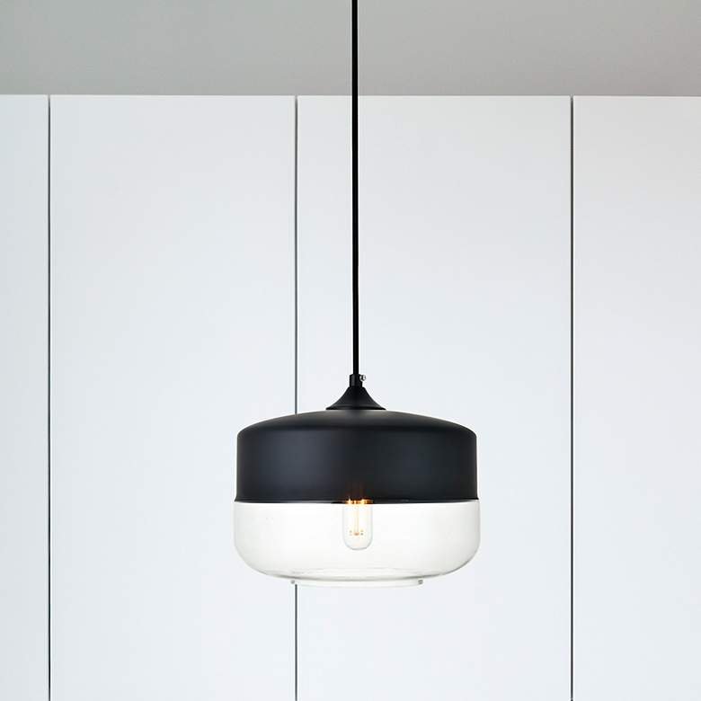 Image 1 Ashwell 1 Lt Black Pendant With Clear Glass