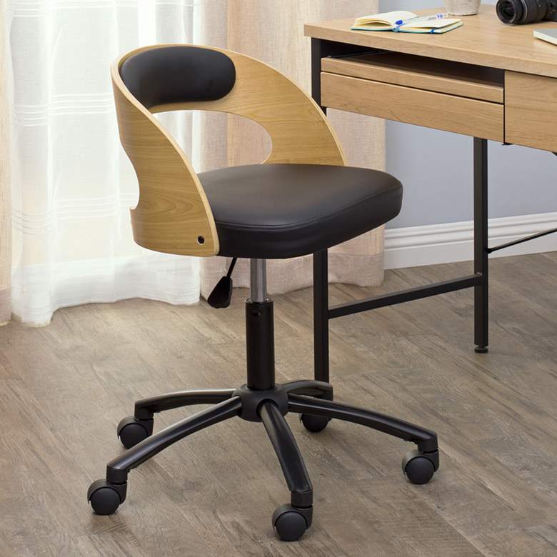 Image 1 Ashwood and Black Adjustable Swivel Office Task Chair