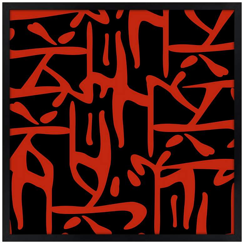 Image 1 Asian Flair Accent 21" Square Black Giclee Wall Art