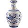 Asian Floral 13 3/4" High Ceramic Vase