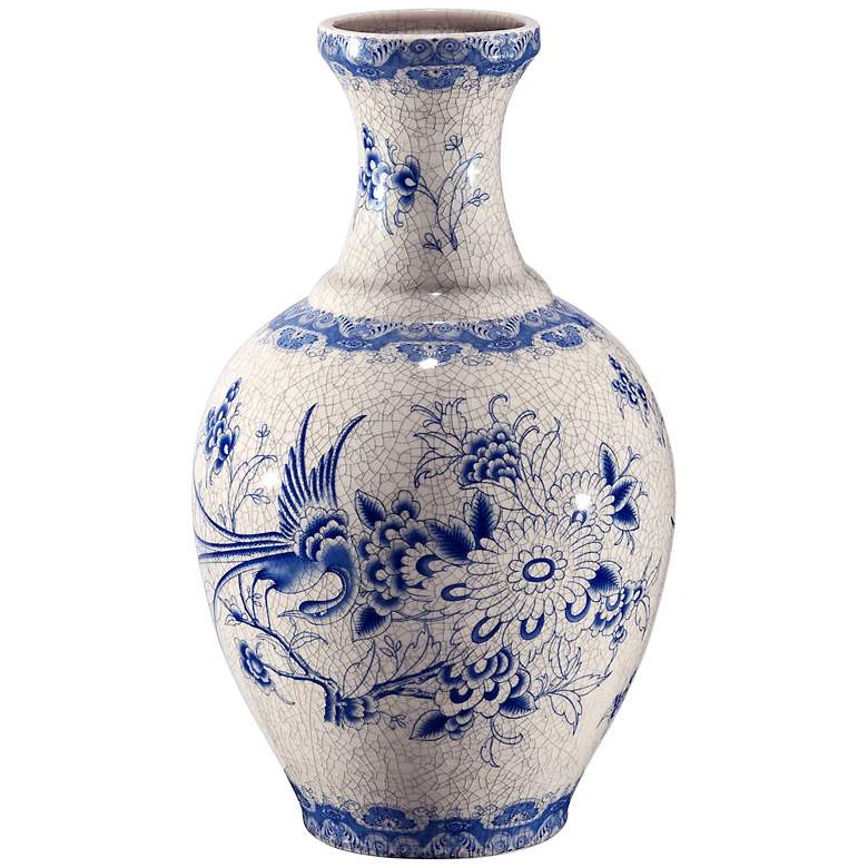 Image 1 Asian Floral 13 3/4 inch High Ceramic Vase
