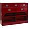 Asian Inspired Crimson and Pewter 5-Drawer Console