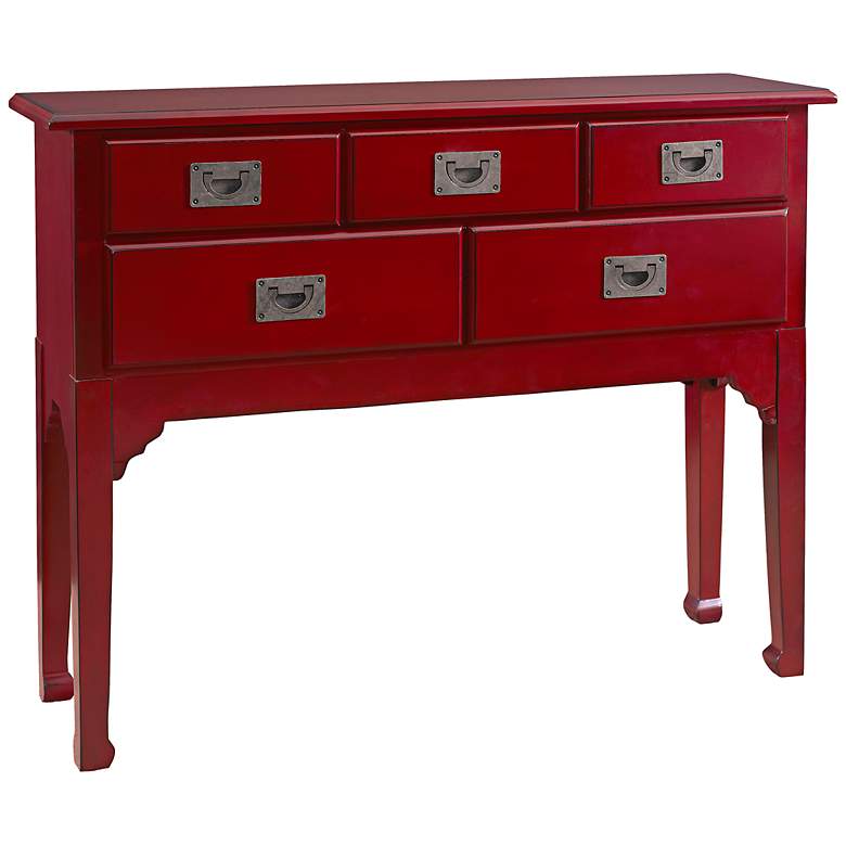 Image 1 Asian Inspired Crimson and Pewter 5-Drawer Sofa Table
