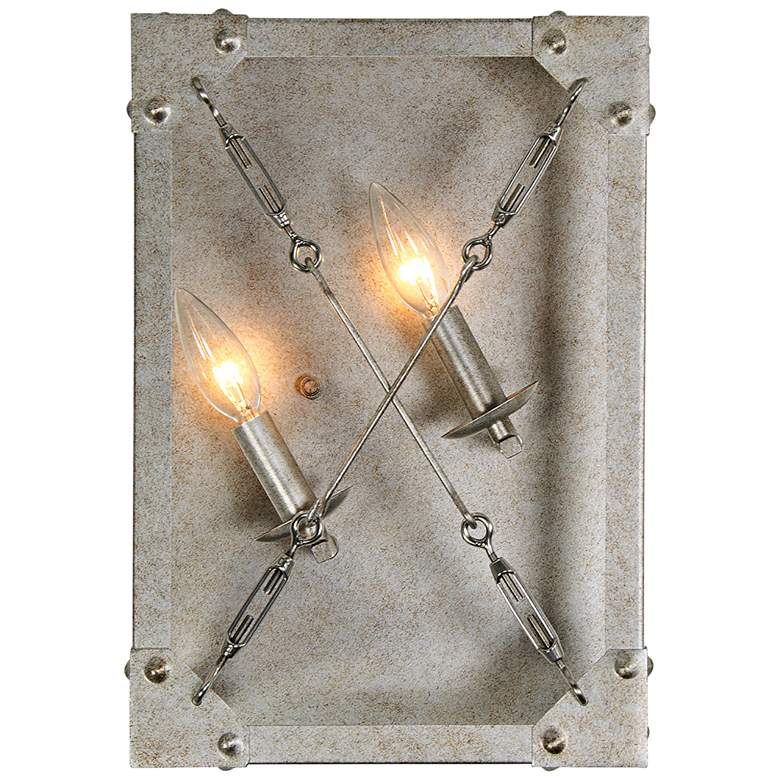 Image 1 Askew 15 1/2 inch High Silver Age 2-Light Left Sided Wall Sconce