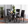 1_Asli Espresso Brown Faux Leather and Wood 5-Piece Dining Set