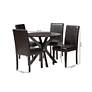 Asli Espresso Brown Faux Leather and Wood 5-Piece Dining Set