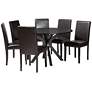 Asli Espresso Brown Faux Leather and Wood 7-Piece Dining Set