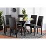 Asli Espresso Brown Faux Leather and Wood 7-Piece Dining Set