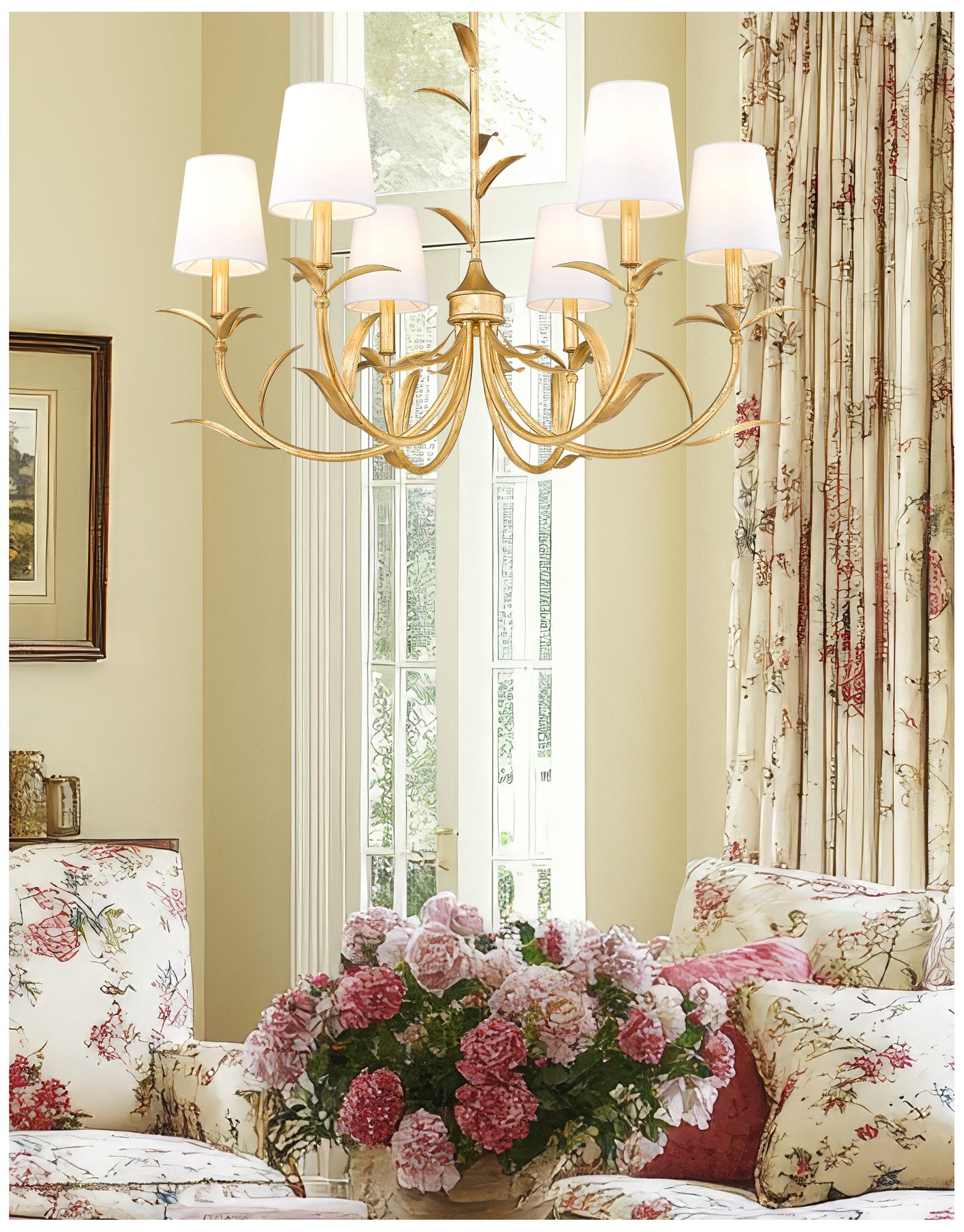 Image 3 Aslin by Z-Lite 31 inch Gold Leaf 6 Light Chandelier more views