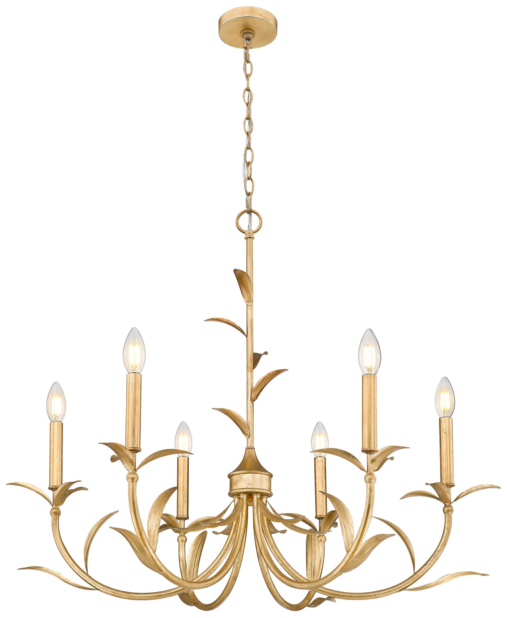 Image 4 Aslin by Z-Lite 31 inch Gold Leaf 6 Light Chandelier more views