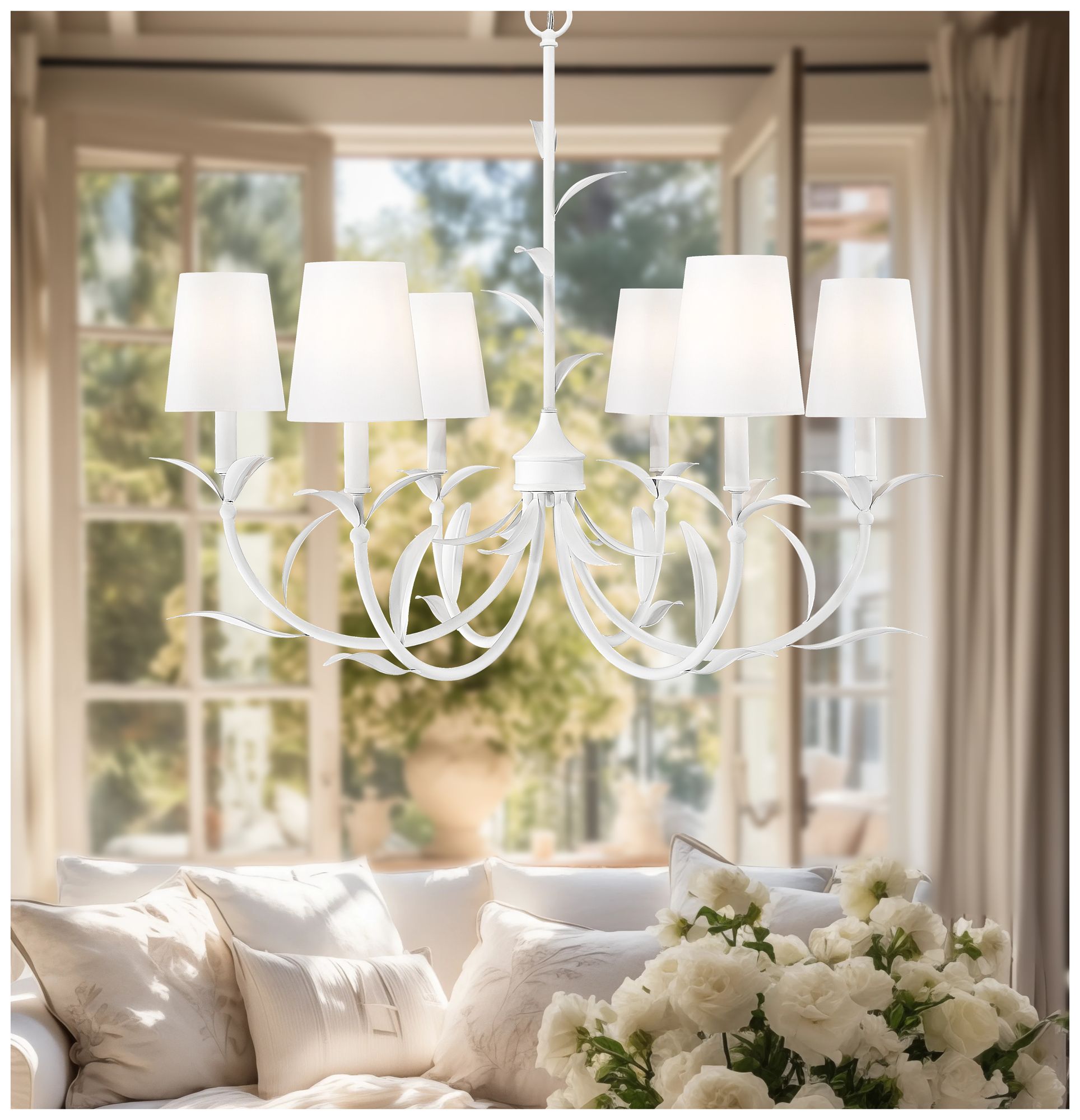 Image 3 Aslin by Z-Lite 31 inch Textured White 6 Light Chandelier more views