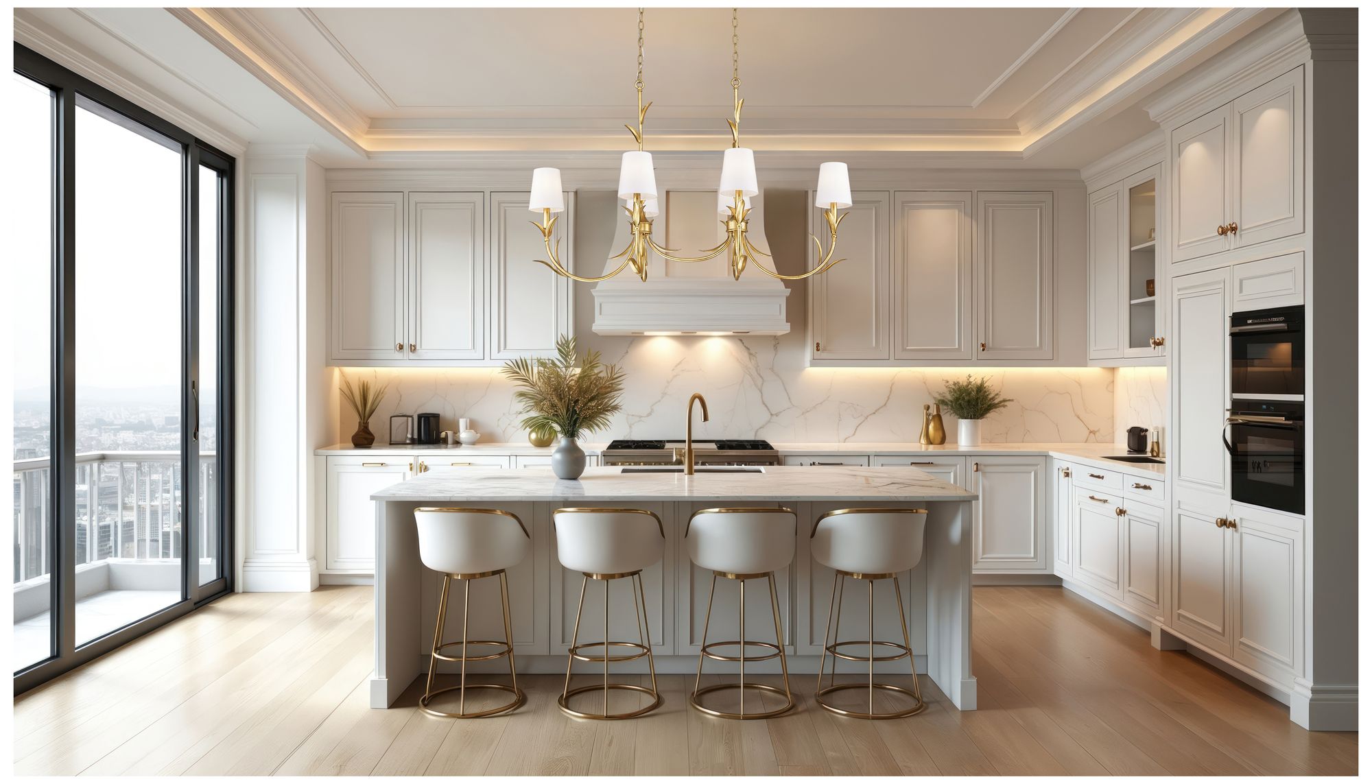 Image 3 Aslin by Z-Lite 44 inch Gold Leaf 6 Light Linear Chandelier more views